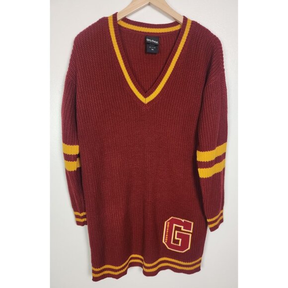 Harry Potter Women's Sz. S Red & Gold Gryffindor Sweater Dress - Picture 1 of 8
